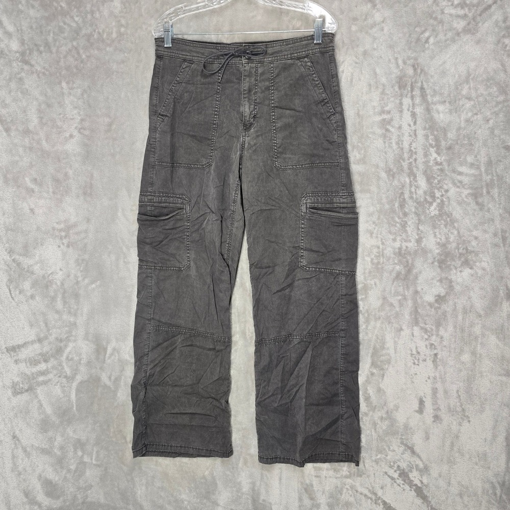American Eagle Cargo Pants Womens 10 Grey Baggy Wide Leg Stretch Lyocell Utility